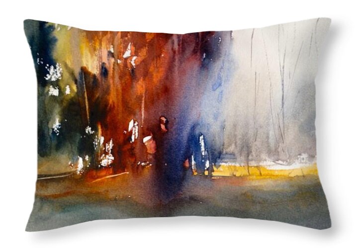 Maple Tree Throw Pillow featuring the painting Last Stand of the Maples by Sandra Strohschein