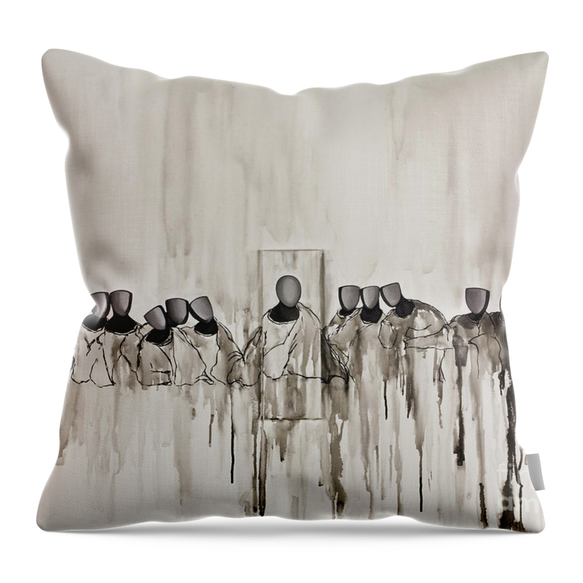 The Last Supper Painting Throw Pillow featuring the painting Last Supper by Fei A
