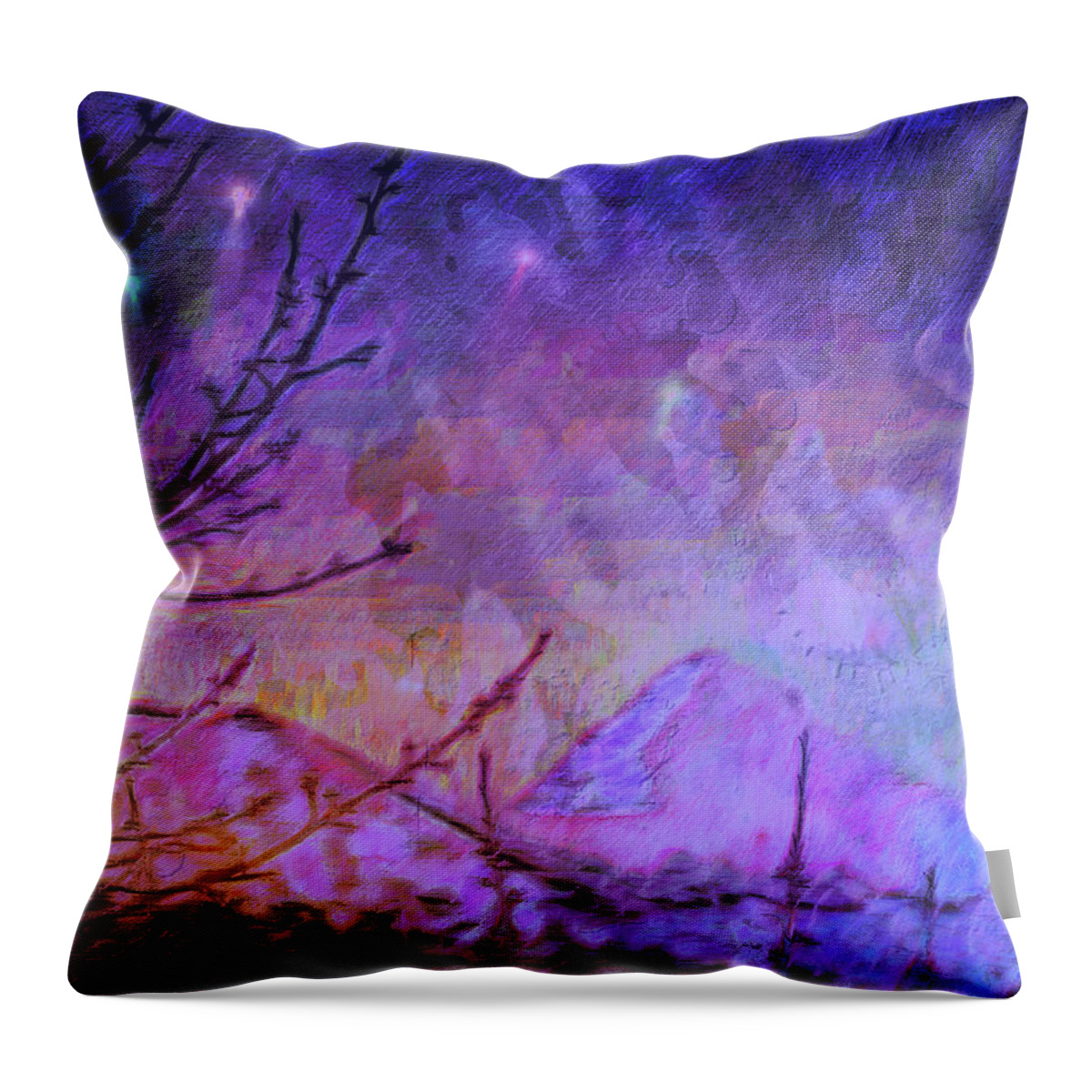 Mountains.landscape Throw Pillow featuring the painting Last Twinkling Before Dawn by Anastasia Savage Ealy