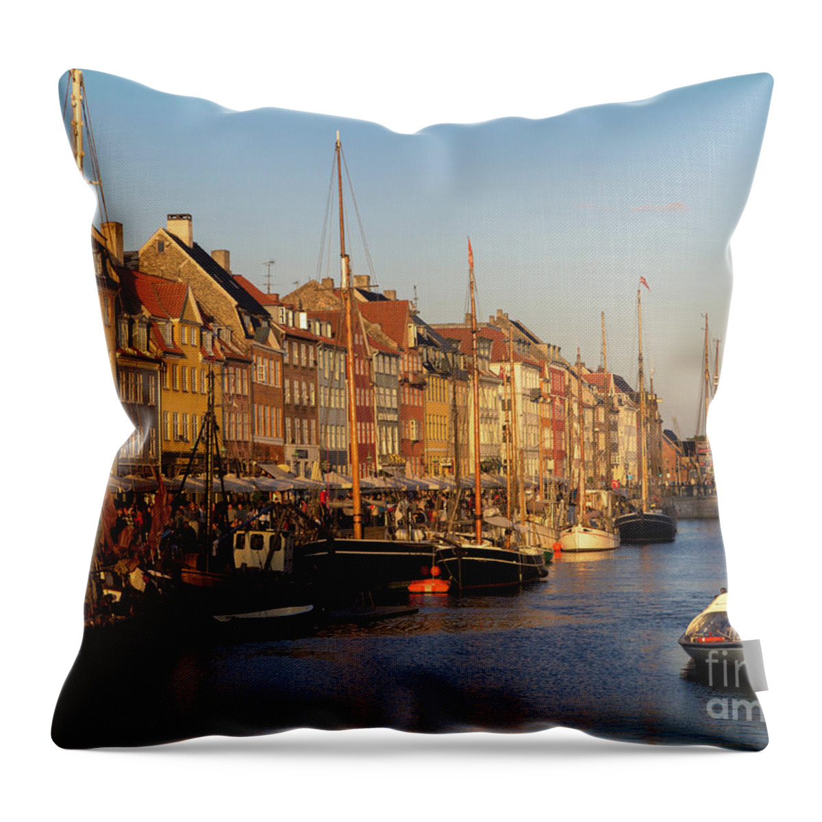 Copenhagen Throw Pillow featuring the photograph Late afternoon in Nyhavn by Agnes Caruso