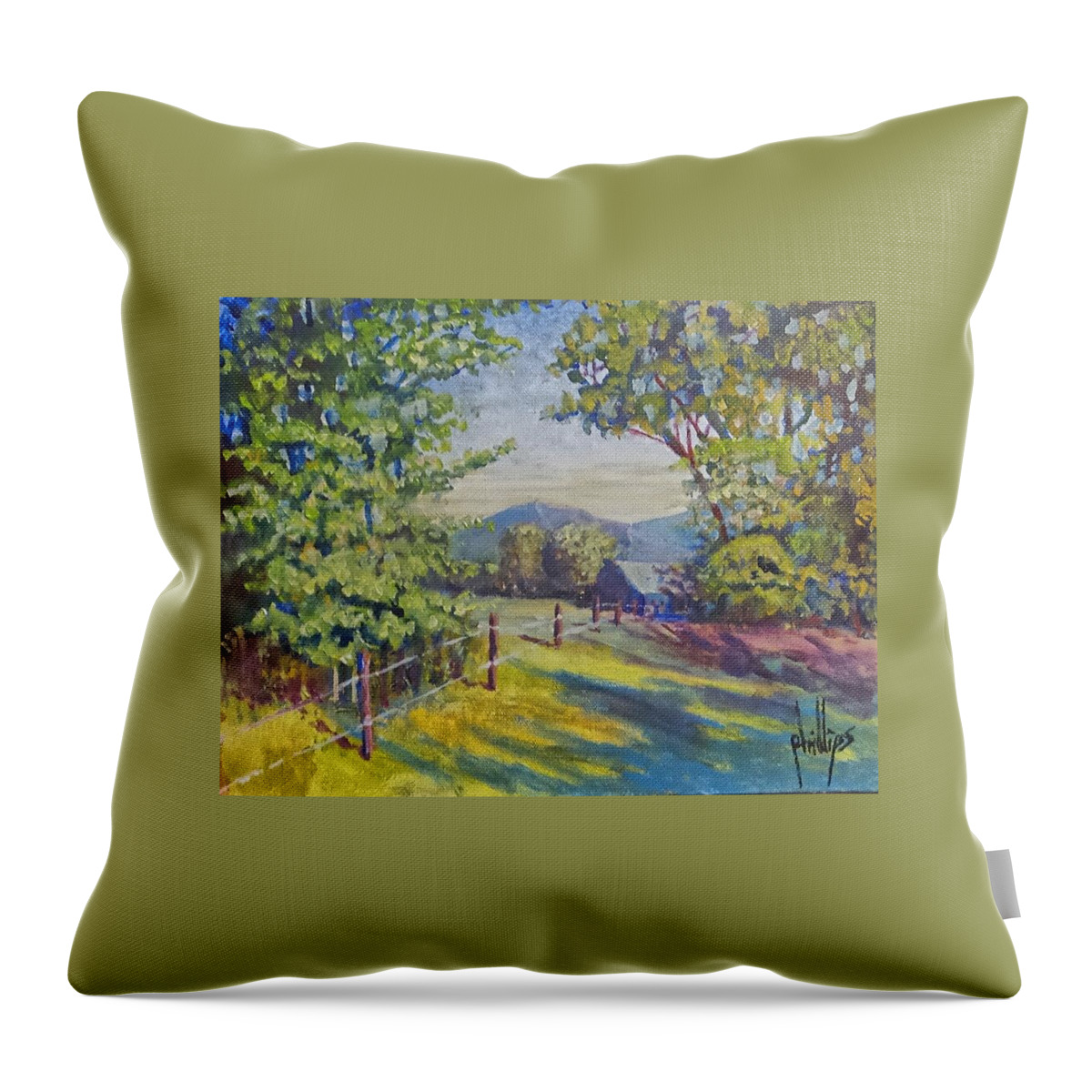  Throw Pillow featuring the painting Late Afternoon Shadows by James H Phillips