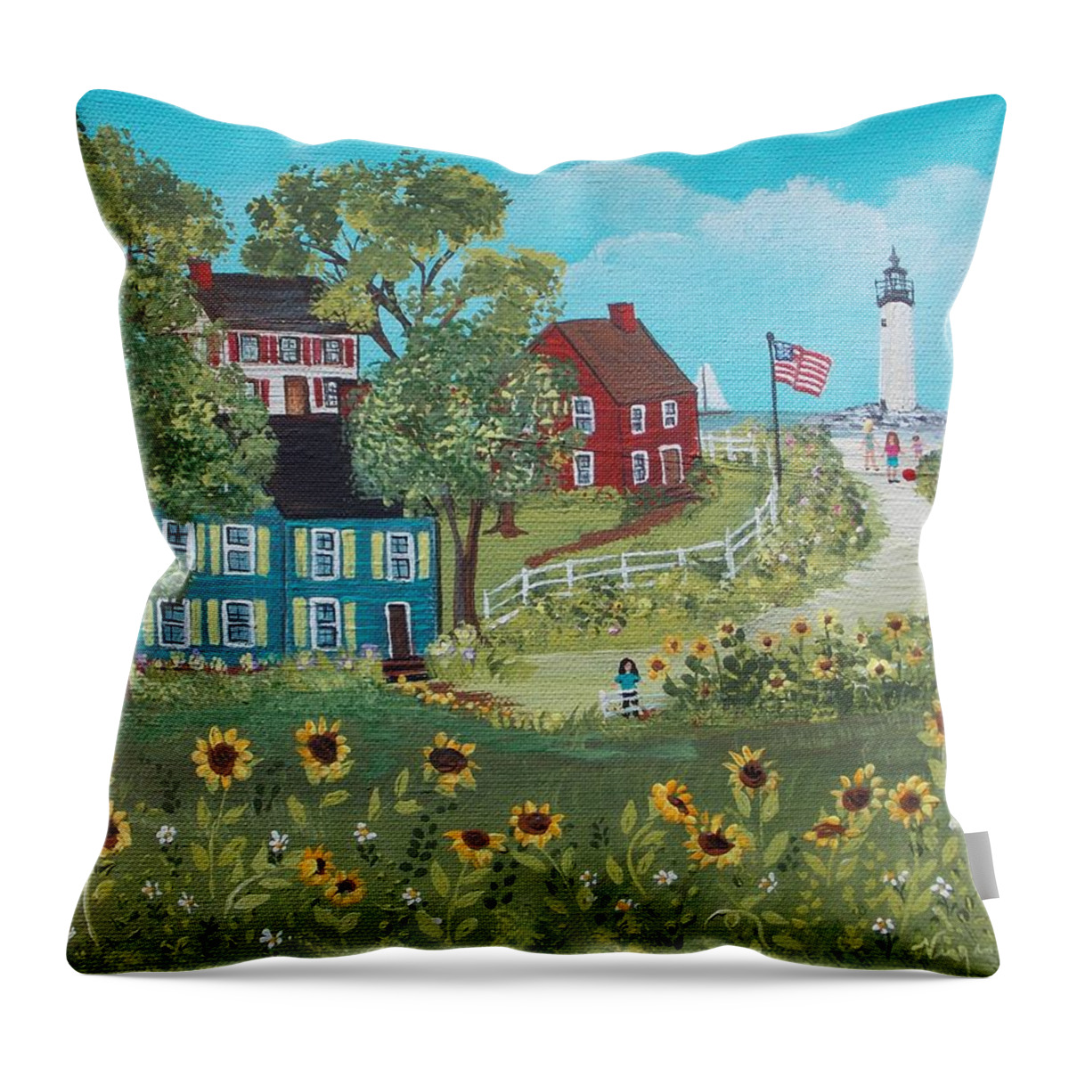 Folk Art Throw Pillow featuring the painting Late July by Virginia Coyle