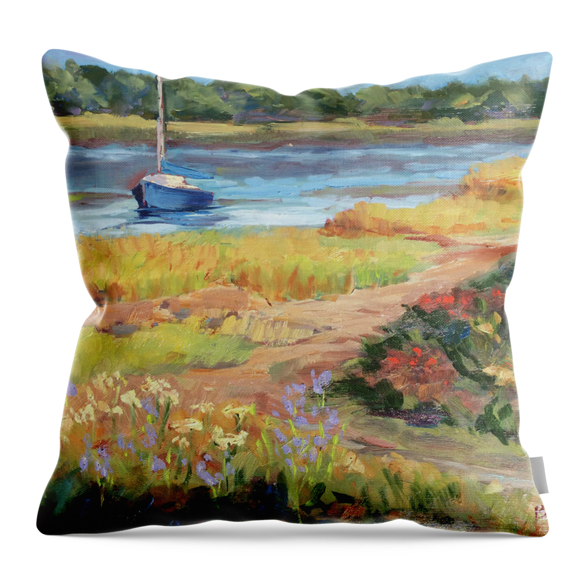 Cape Cod Throw Pillow featuring the painting Late Summer Colors by Barbara Hageman