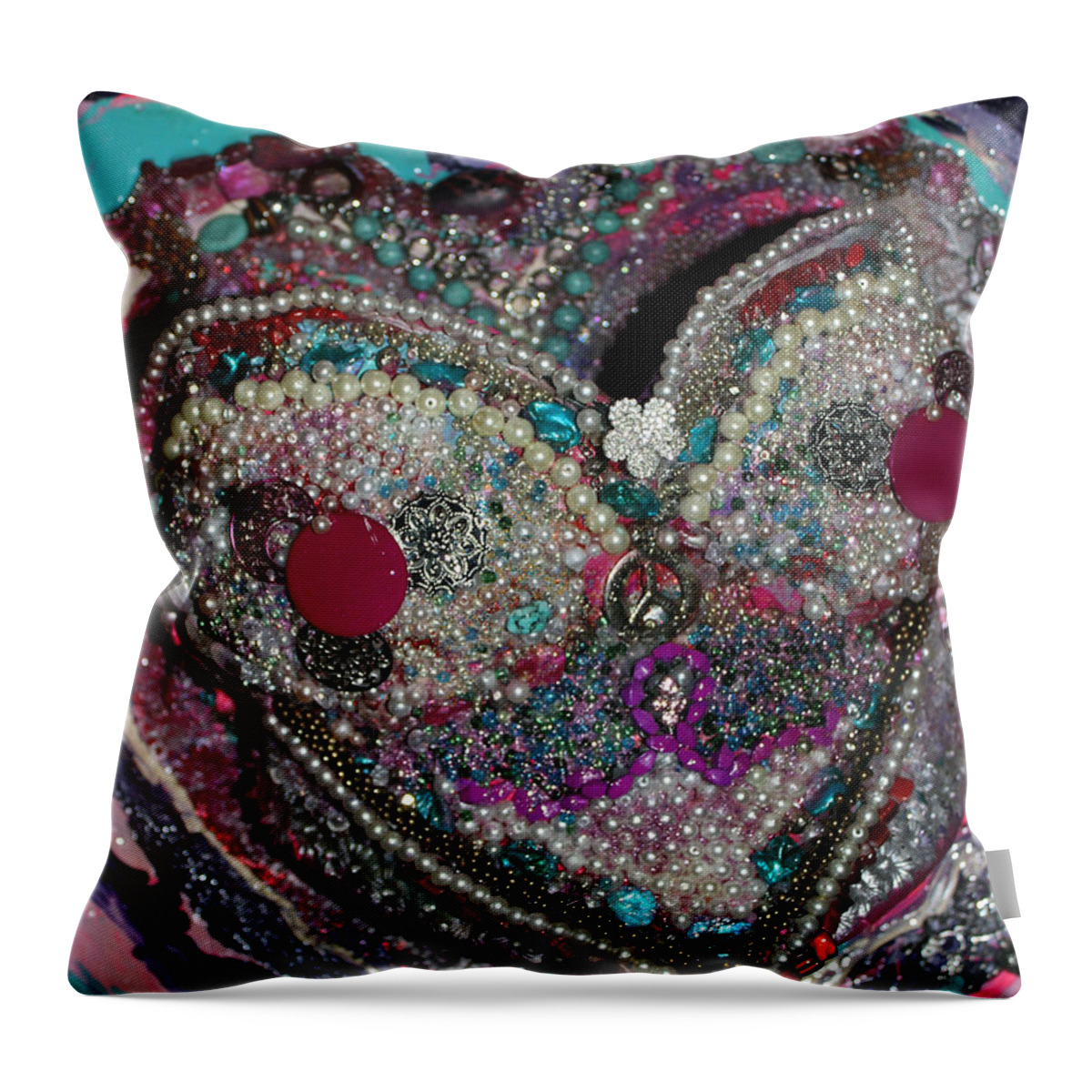 Breast Throw Pillow featuring the mixed media LaTrease - My angel and heart Imani, Survivor by Artista Elisabet