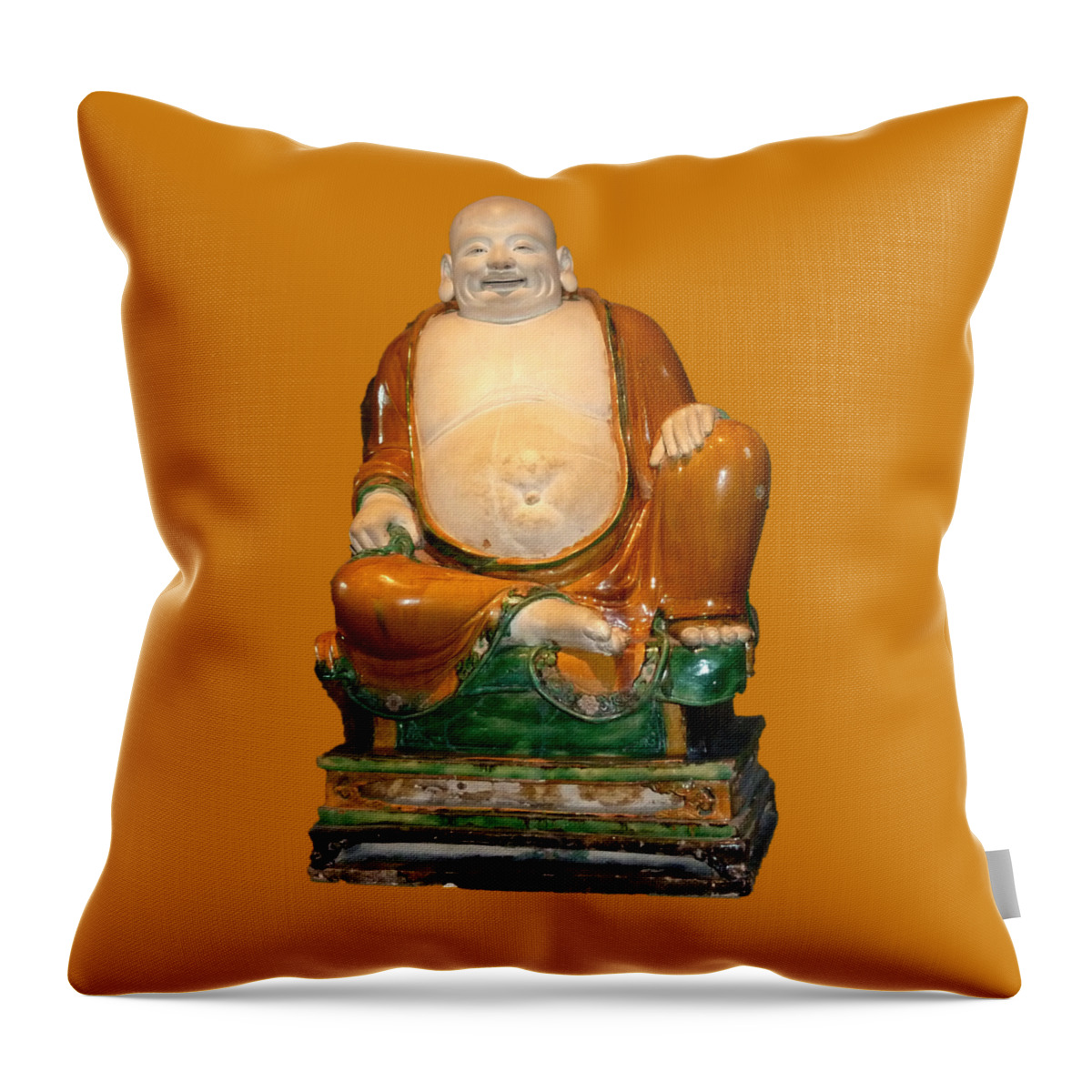 Photography Throw Pillow featuring the photograph Laughing monk by Francesca Mackenney