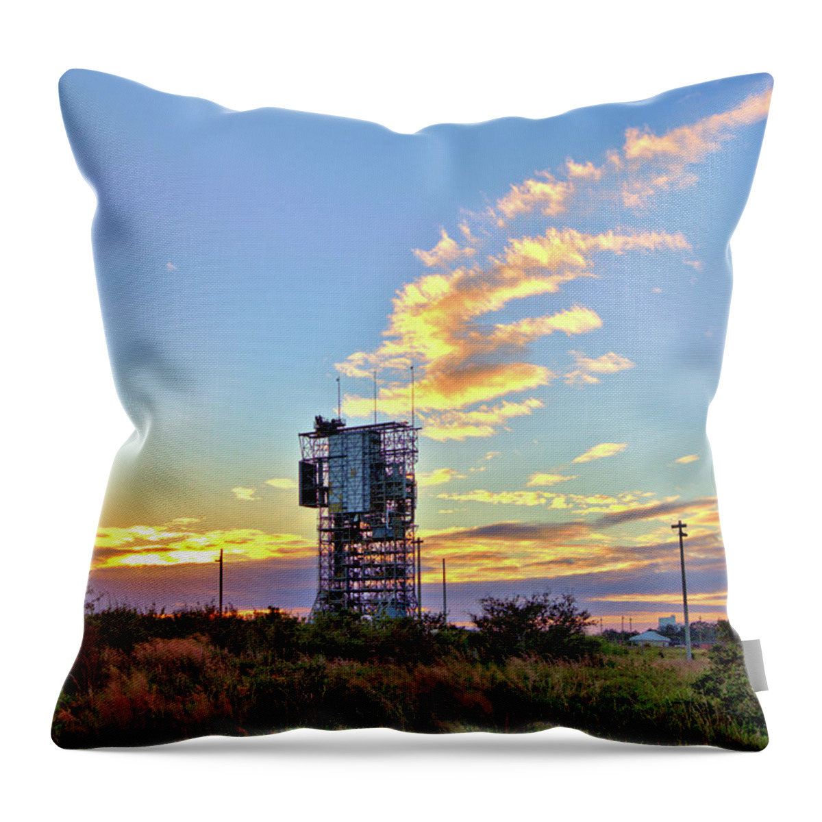 16485 Throw Pillow featuring the photograph Launch Complex 17 at Sunset by Gordon Elwell