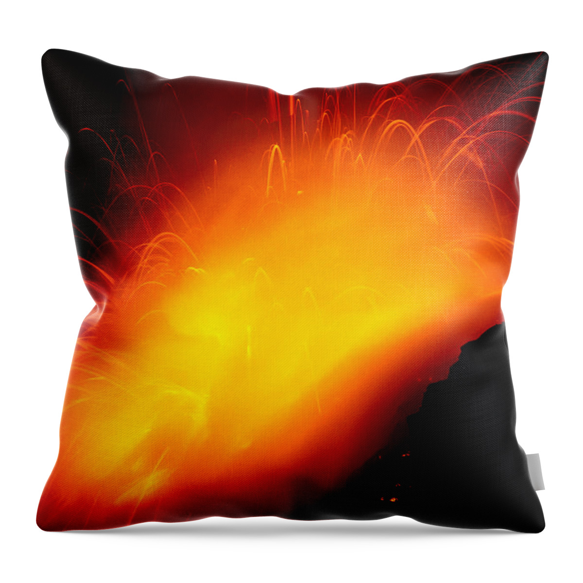 Air Throw Pillow featuring the photograph Lava And Steam by Peter French - Printscapes