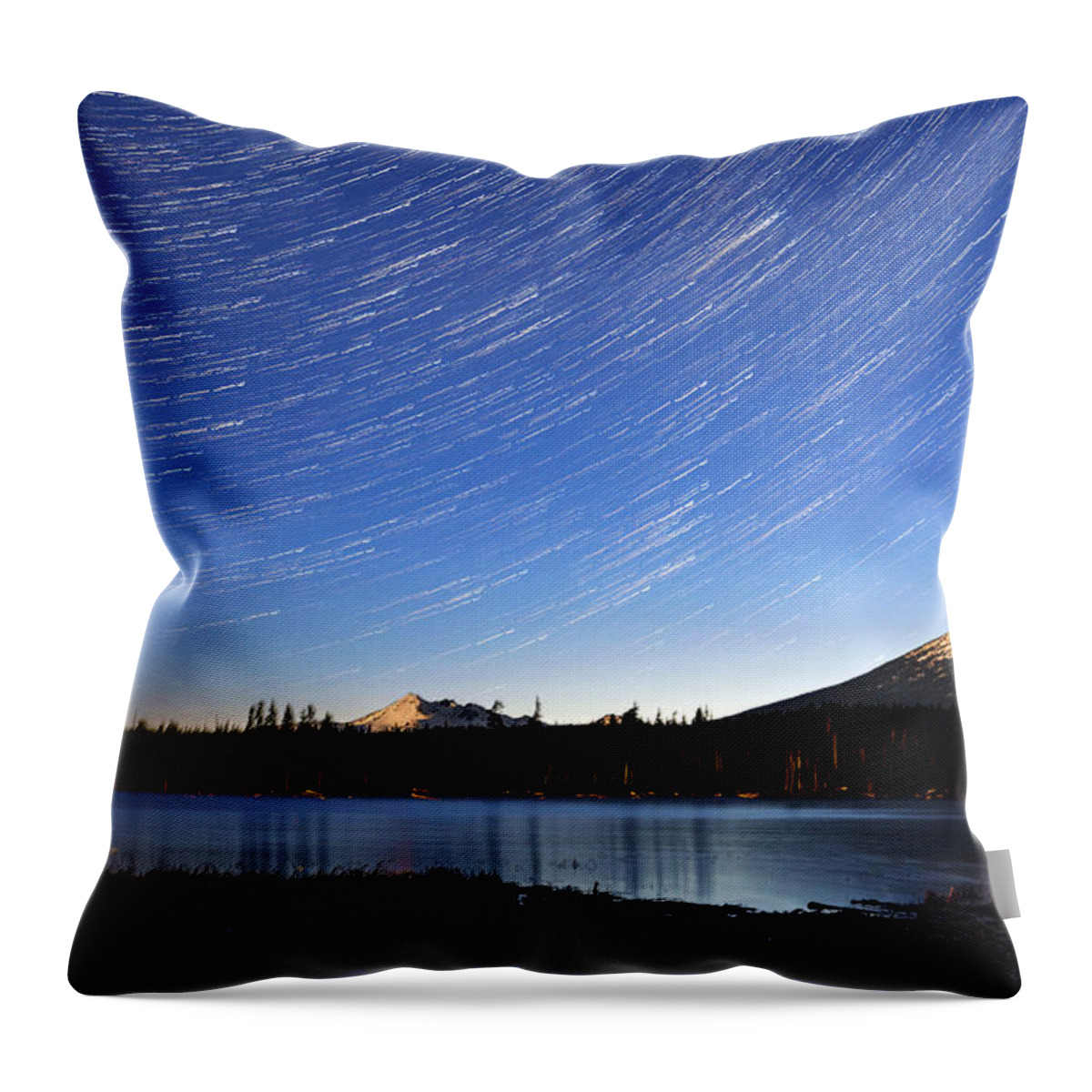 Night Throw Pillow featuring the photograph Lava Lake Star Trails by Cat Connor