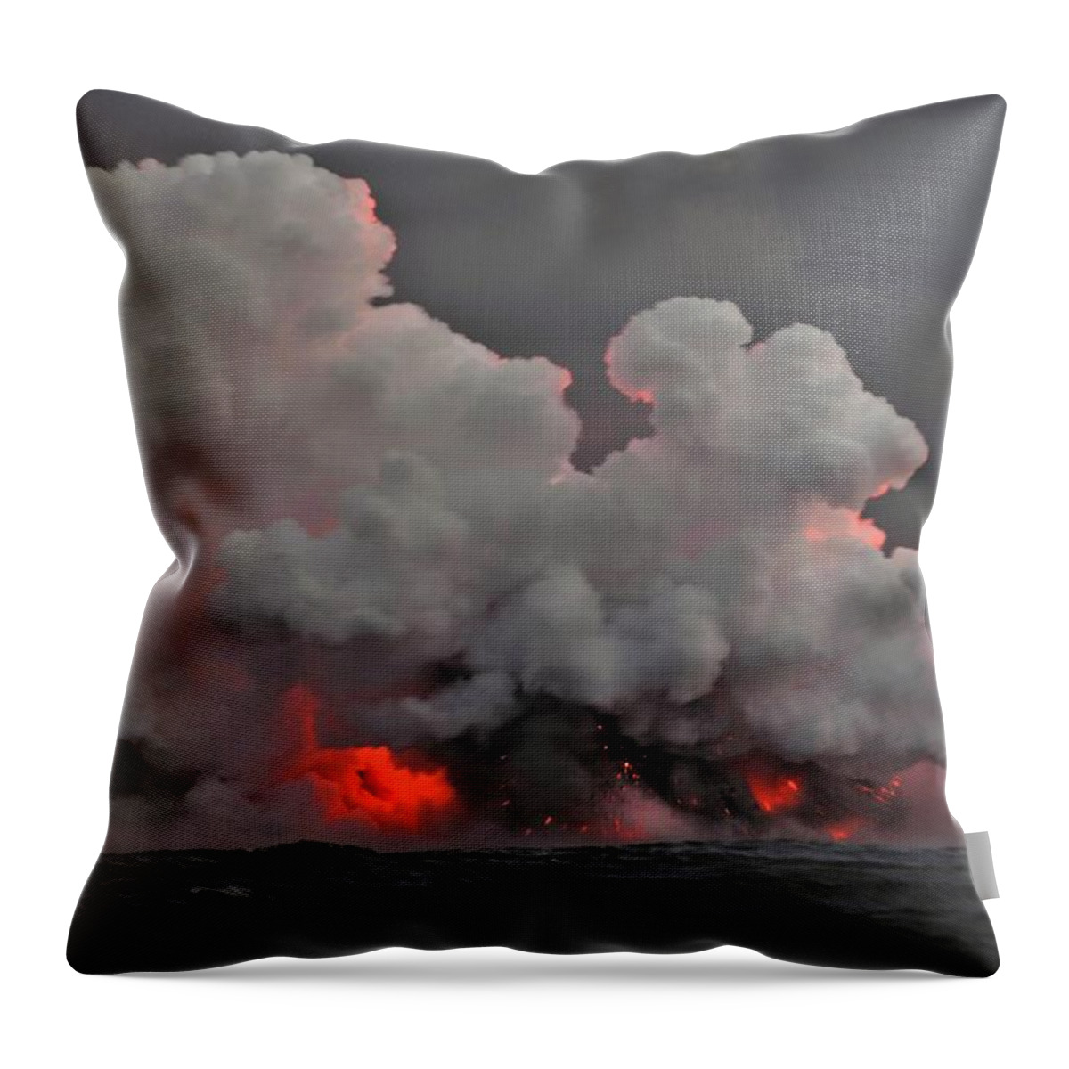 Lava Throw Pillow featuring the photograph Lava Ocean Entry by Heidi Fickinger