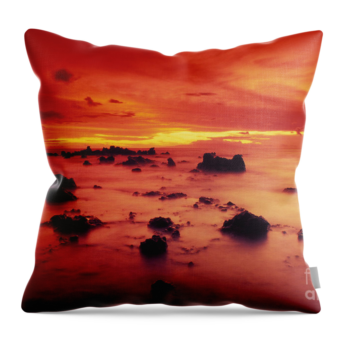 Amaze Throw Pillow featuring the photograph Lava Rock Beach by Dave Fleetham - Printscapes
