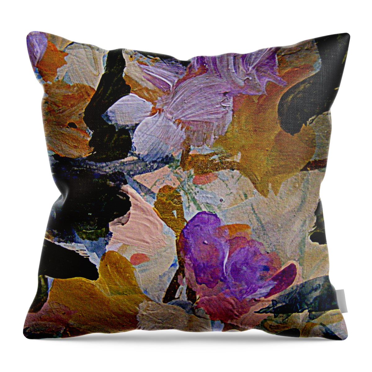 Gouache Abstract Flower Painting Throw Pillow featuring the painting Lavender Ladies by Nancy Kane Chapman