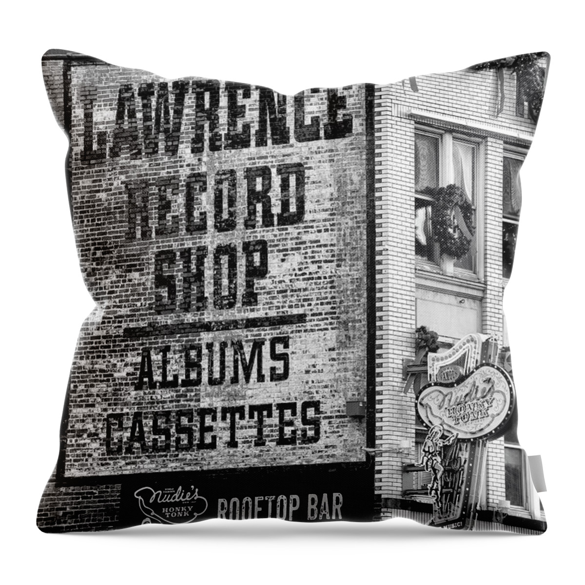 Nashville Throw Pillow featuring the photograph Lawrence Record Shop Nashville - #1 by Stephen Stookey