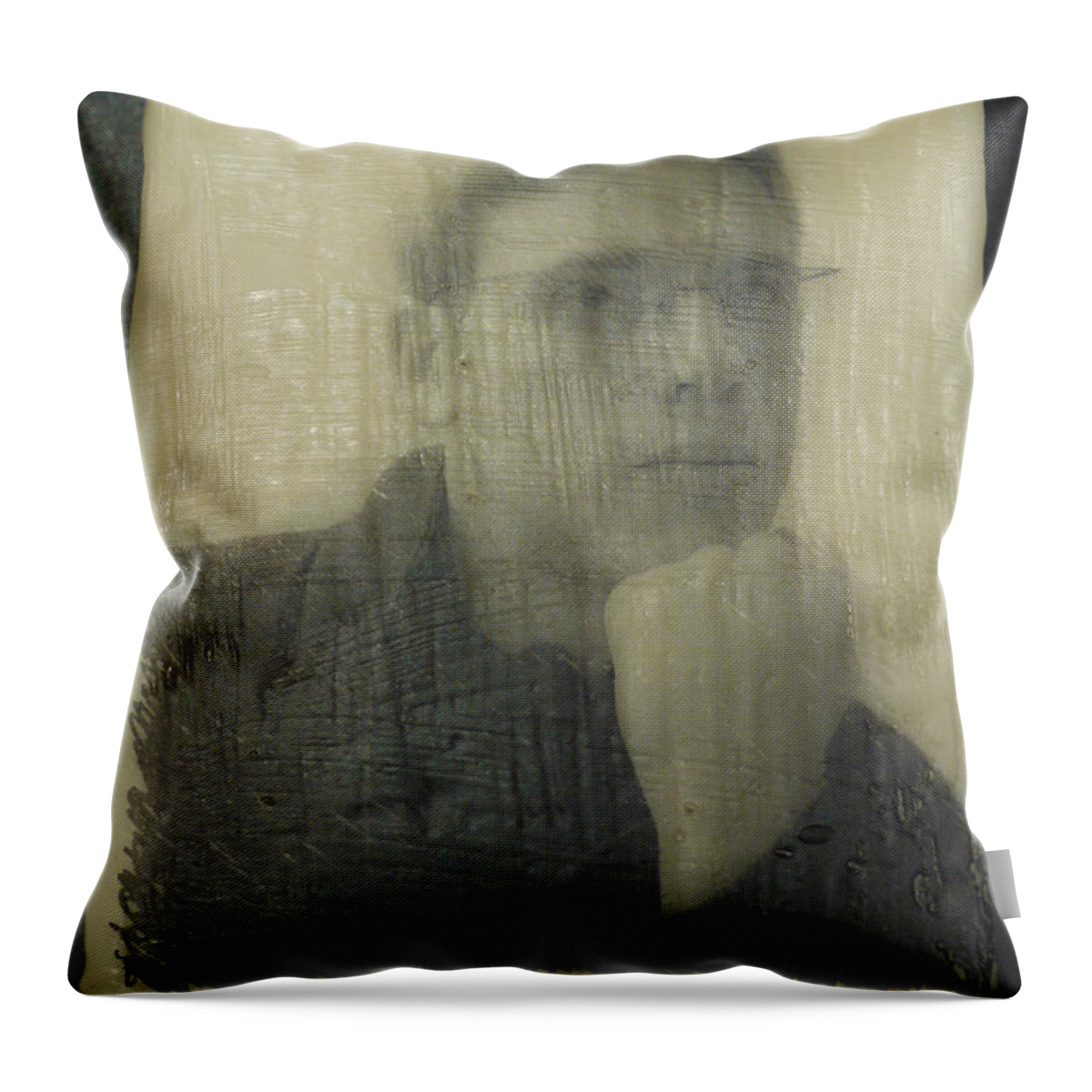 Encaustic Throw Pillow featuring the painting Lawson by Heather Hennick