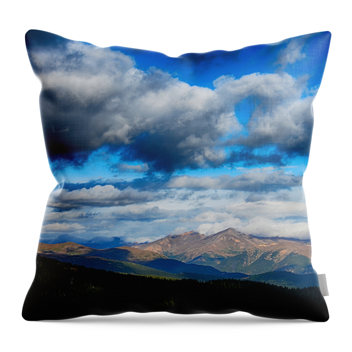 Mount Evans Throw Pillow featuring the photograph Layers Of Clouds On Mount Evans by Angelina Tamez