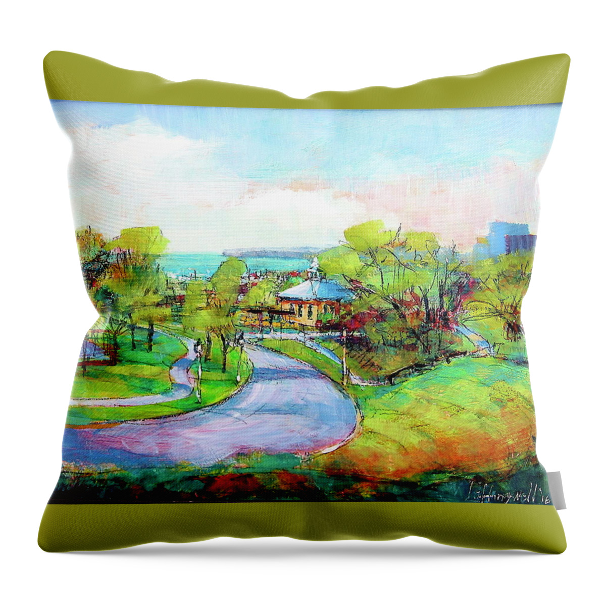 Plein Air Throw Pillow featuring the painting Layfayette Hill by Les Leffingwell