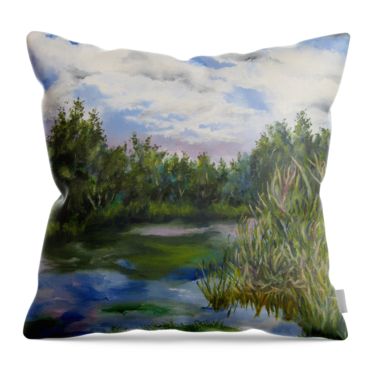 Landscape Throw Pillow featuring the painting Lazy Afternoon in the Park by Lisa Boyd