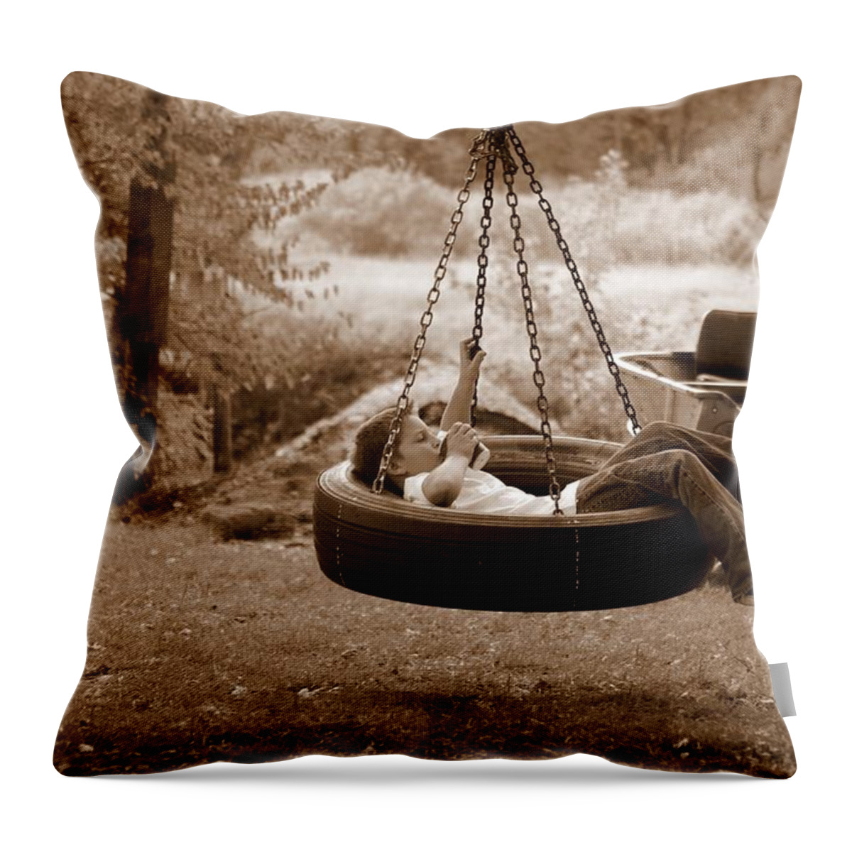 Swinging Throw Pillow featuring the photograph Lazy Days by Linda Mishler