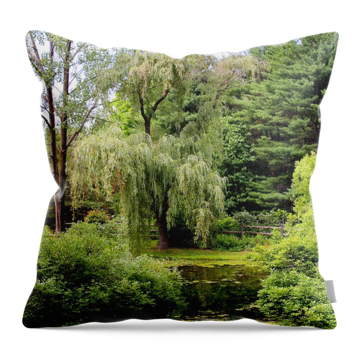 Foilage Throw Pillow featuring the photograph Lazy Pond by Deborah Crew-Johnson