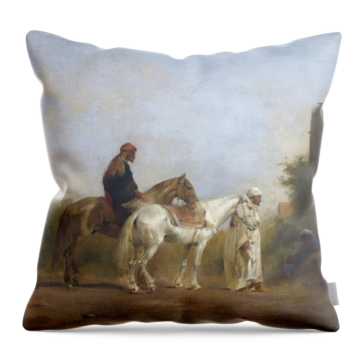 Eugene Fromentin Throw Pillow featuring the painting Le Repos by Eugene Fromentin