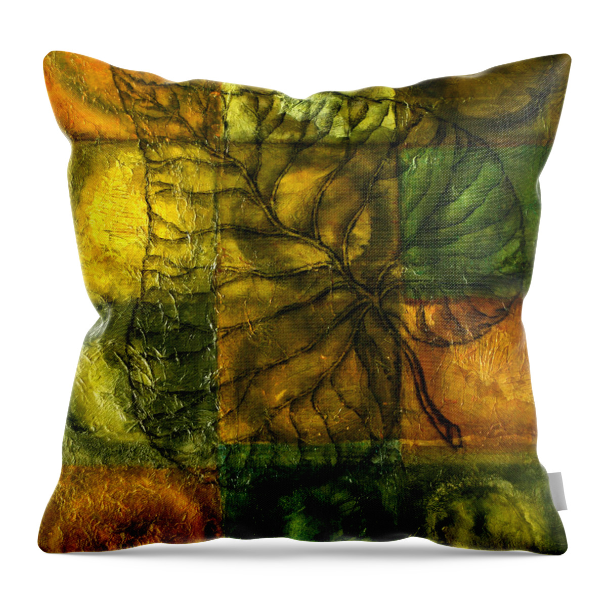 Autumn Throw Pillow featuring the painting Leaf Whisper by Leon Zernitsky