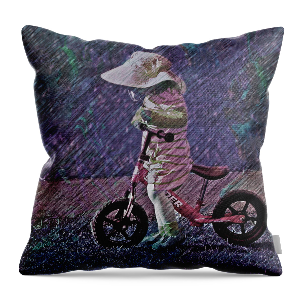 Toddler Throw Pillow featuring the photograph Learning to Ride by Suzanne Stout