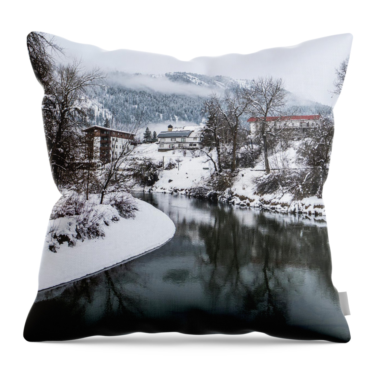 Leavenworth Throw Pillow featuring the photograph Leavenworth River Reflections by Matt McDonald