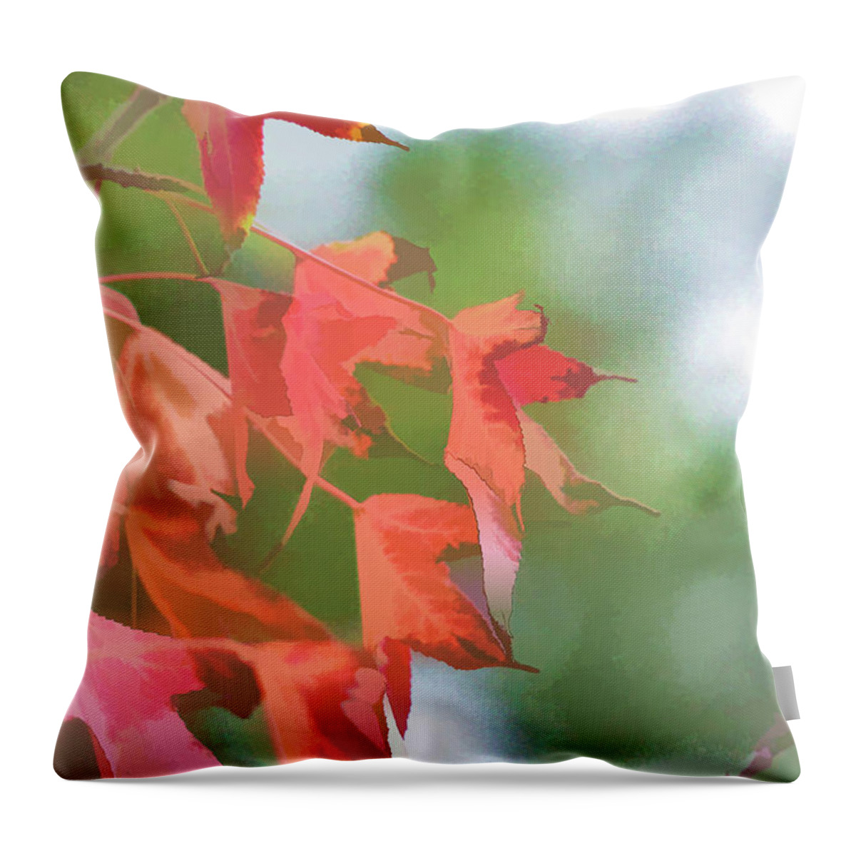 Linda Brody Throw Pillow featuring the digital art Leaves Macro 2 Abstract 1 by Linda Brody