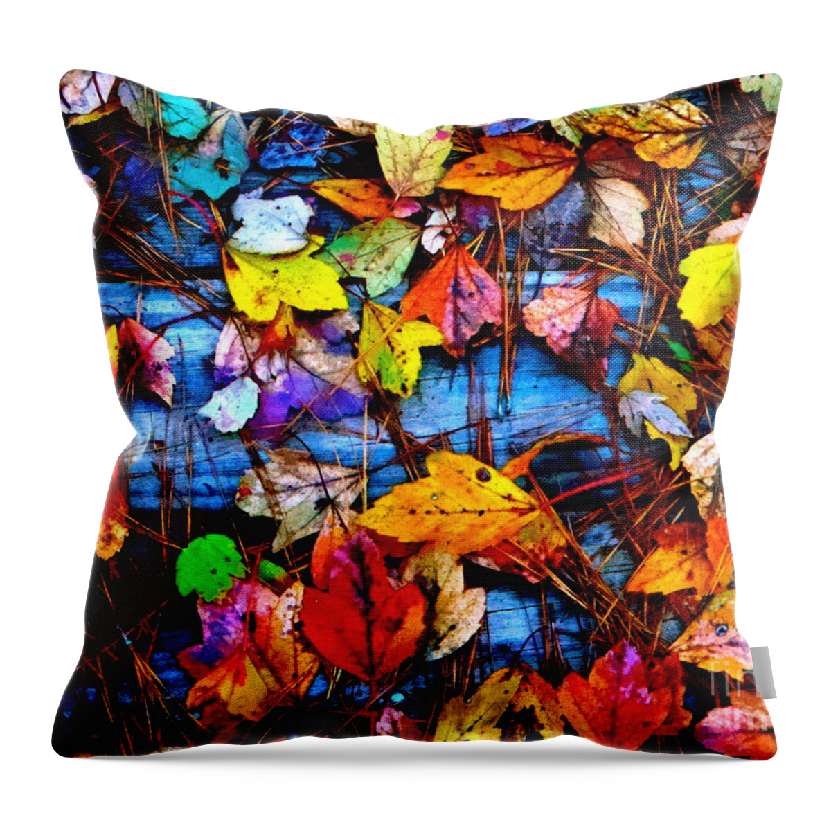 Cathy Dee Janes Throw Pillow featuring the photograph Leaves of Colors by Cathy Dee Janes