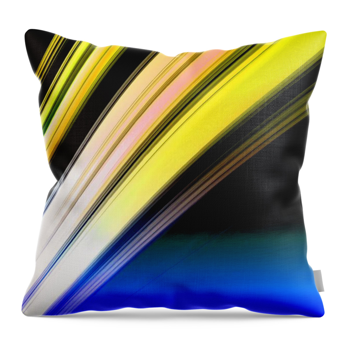 Saturn Throw Pillow featuring the painting Leaving Saturn in Gold and Blue by Pet Serrano