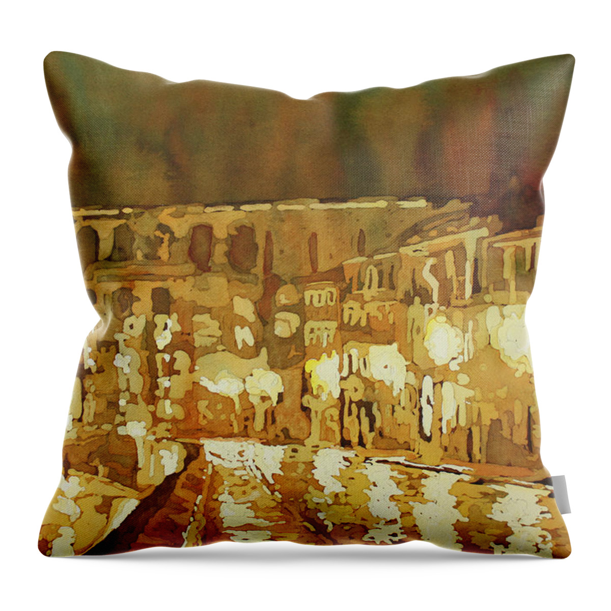 Segovia Throw Pillow featuring the painting Leaving Segovia by Jenny Armitage