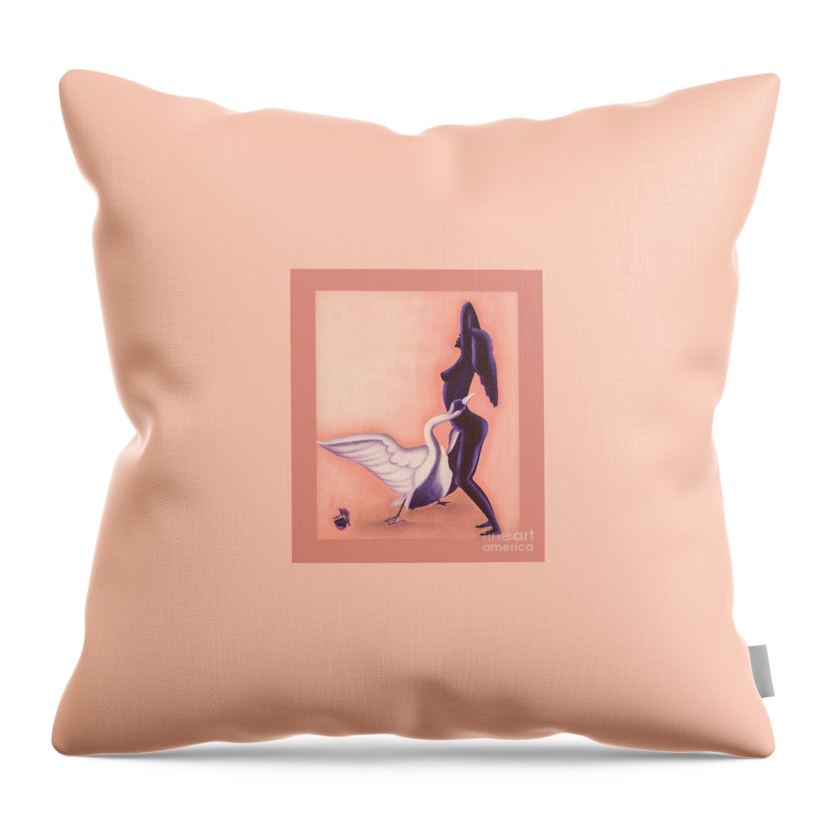 Leda Throw Pillow featuring the painting Leda and Swan 2 by Johannes Murat