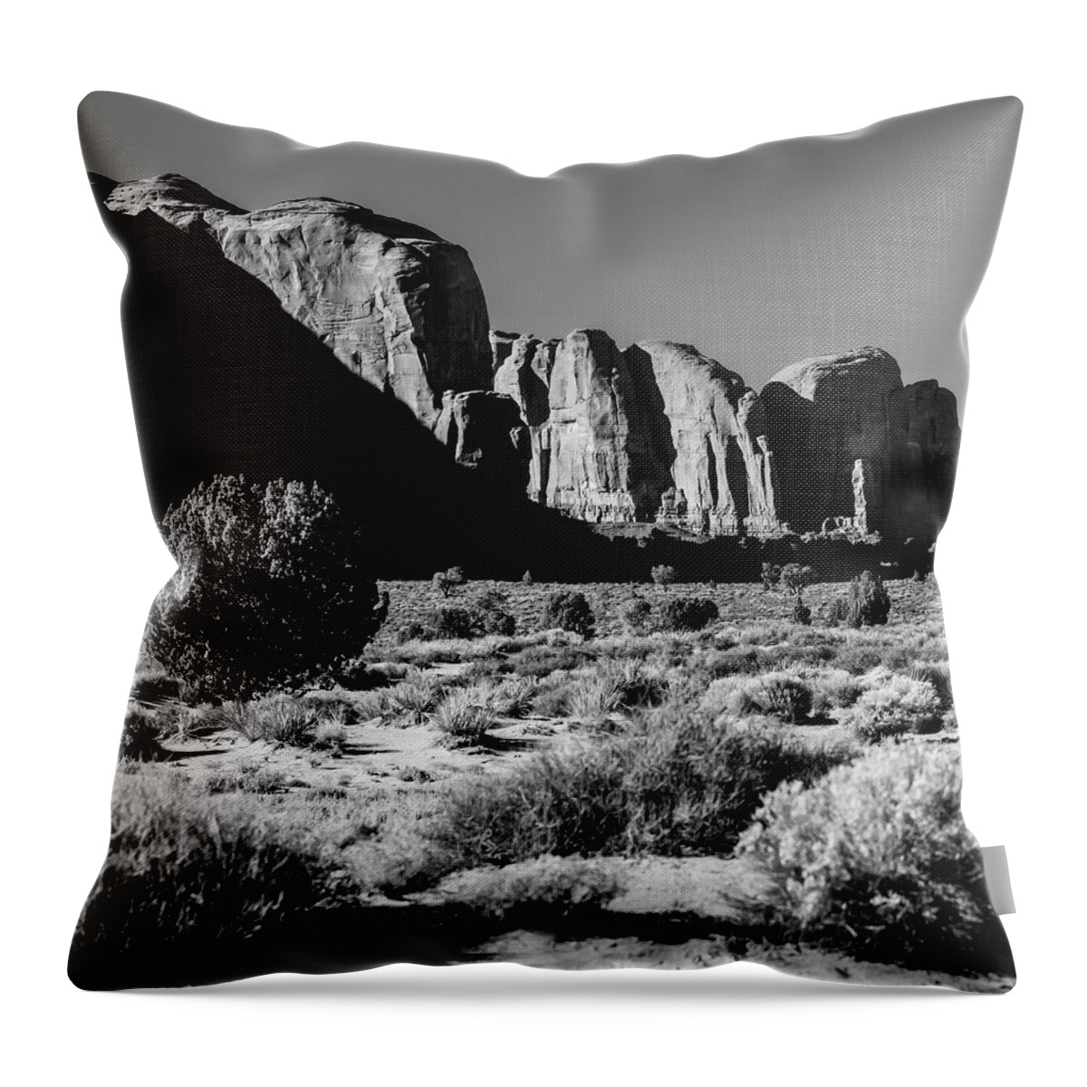 America Throw Pillow featuring the photograph Left Panel 1 of 3 - Monument Valley Monolith Panorama Landscape by Gregory Ballos