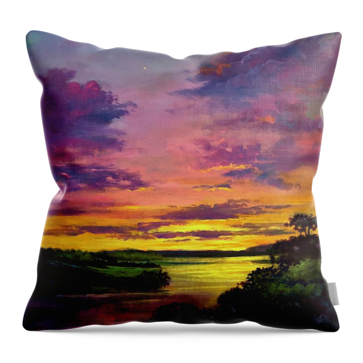 Legend Throw Pillow featuring the painting Legend Of A Sunset #1 by Rand Burns