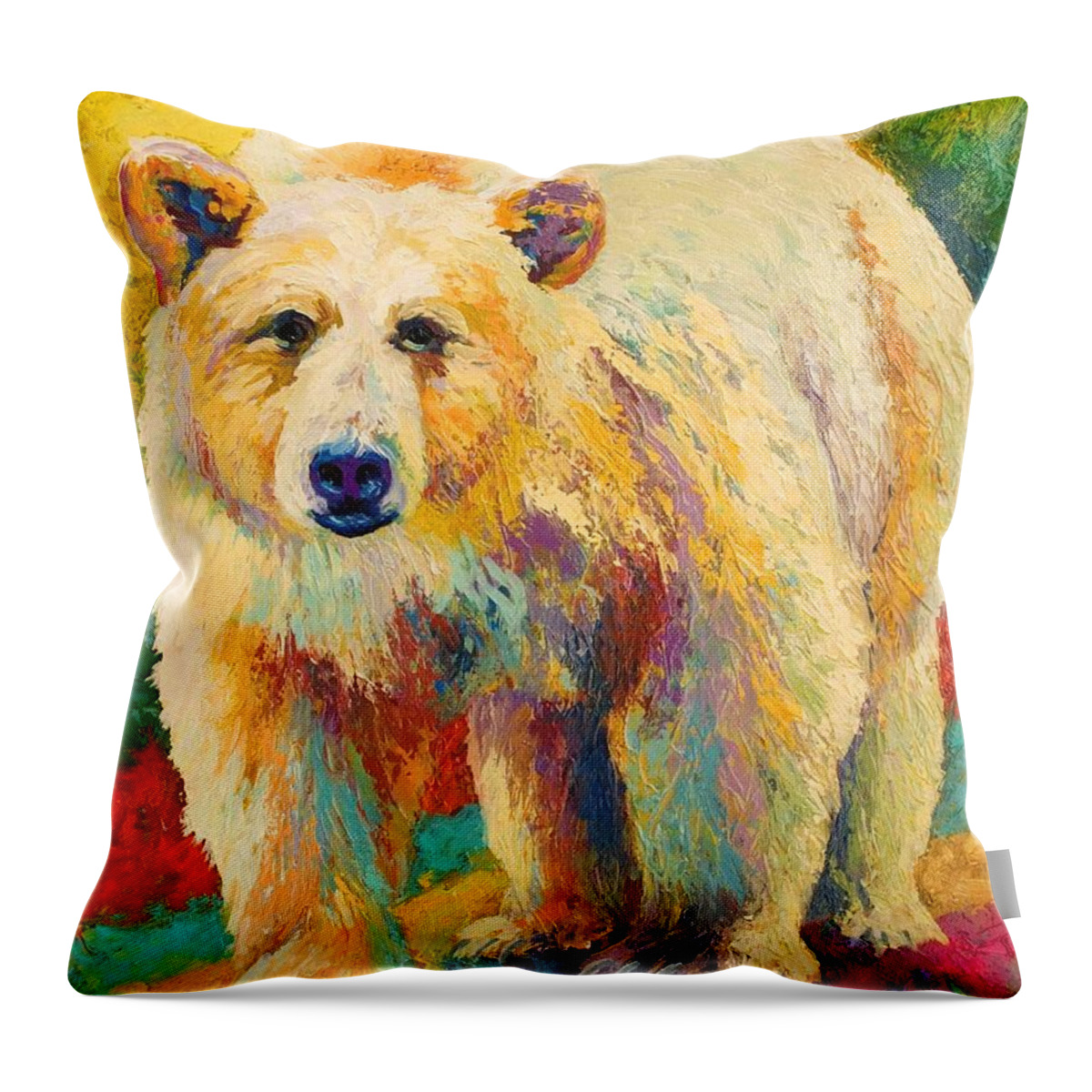 Kermode Throw Pillow featuring the painting Legend Of The Misty Fjords by Marion Rose