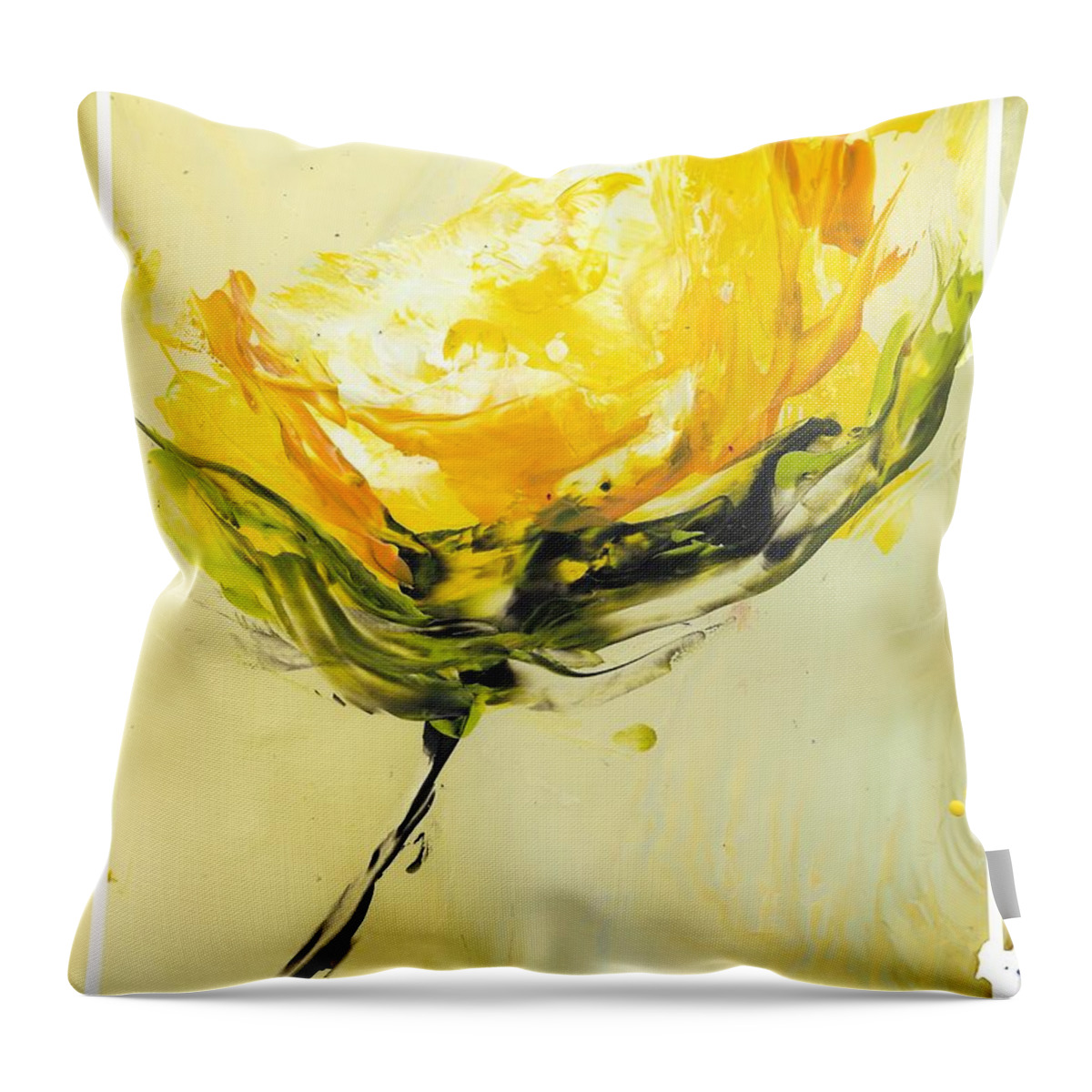 Yellow Throw Pillow featuring the painting Lemon Drop by Bonny Butler