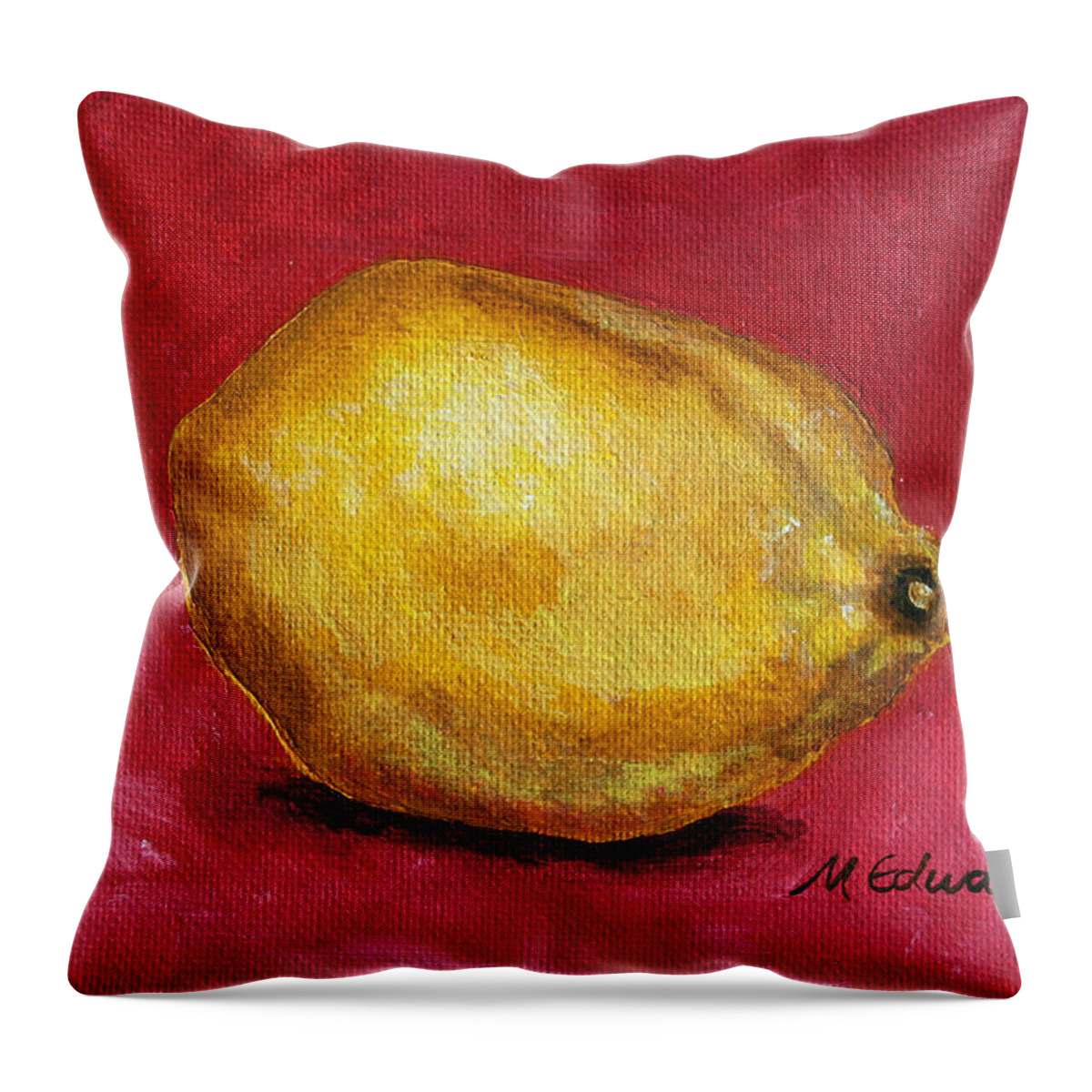 Lemon Throw Pillow featuring the painting Lemon Pink by Marna Edwards Flavell