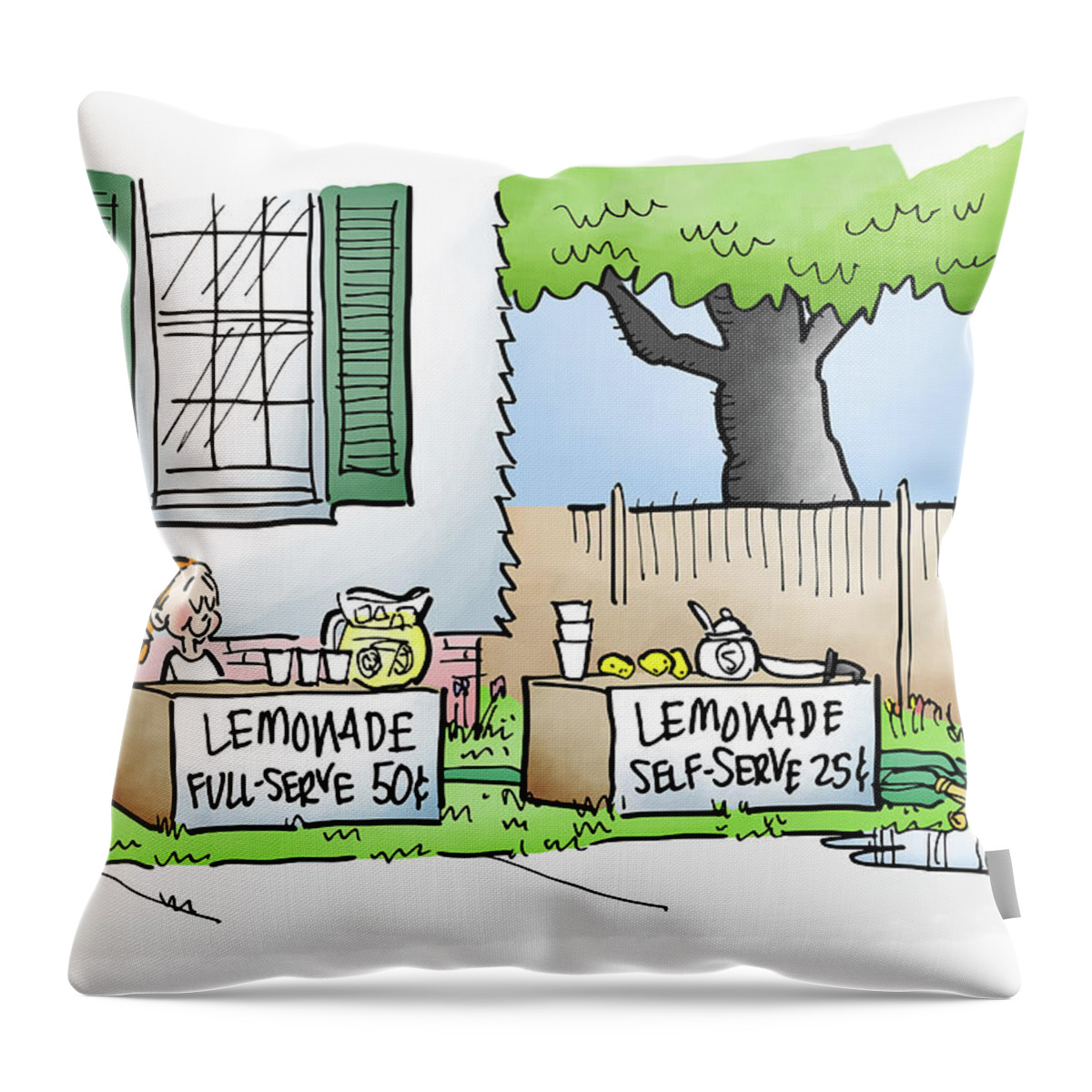 Home Throw Pillow featuring the digital art Lemonade Stand by Mark Armstrong