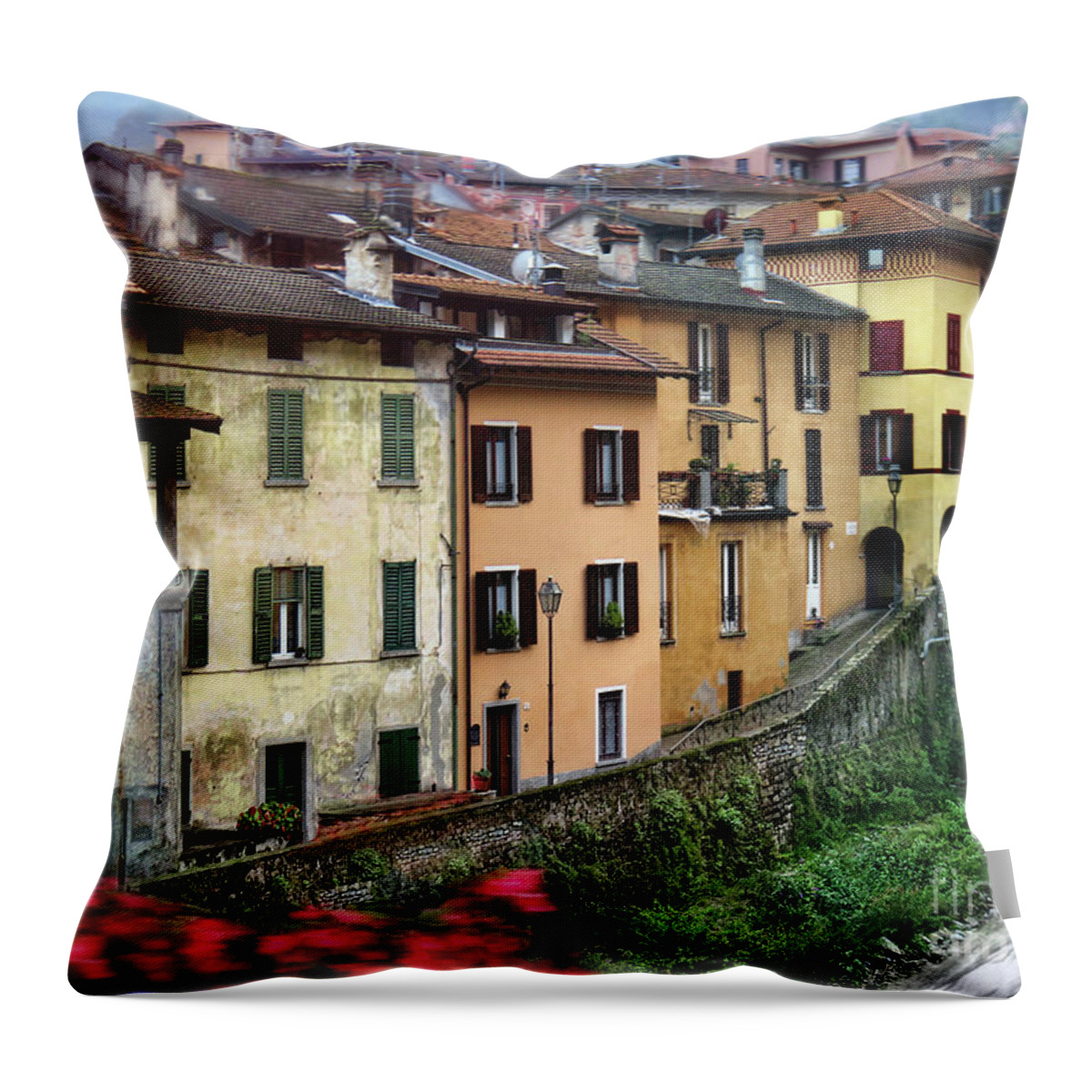 Lenno Throw Pillow featuring the photograph Lenno From the Bus by Jennie Breeze