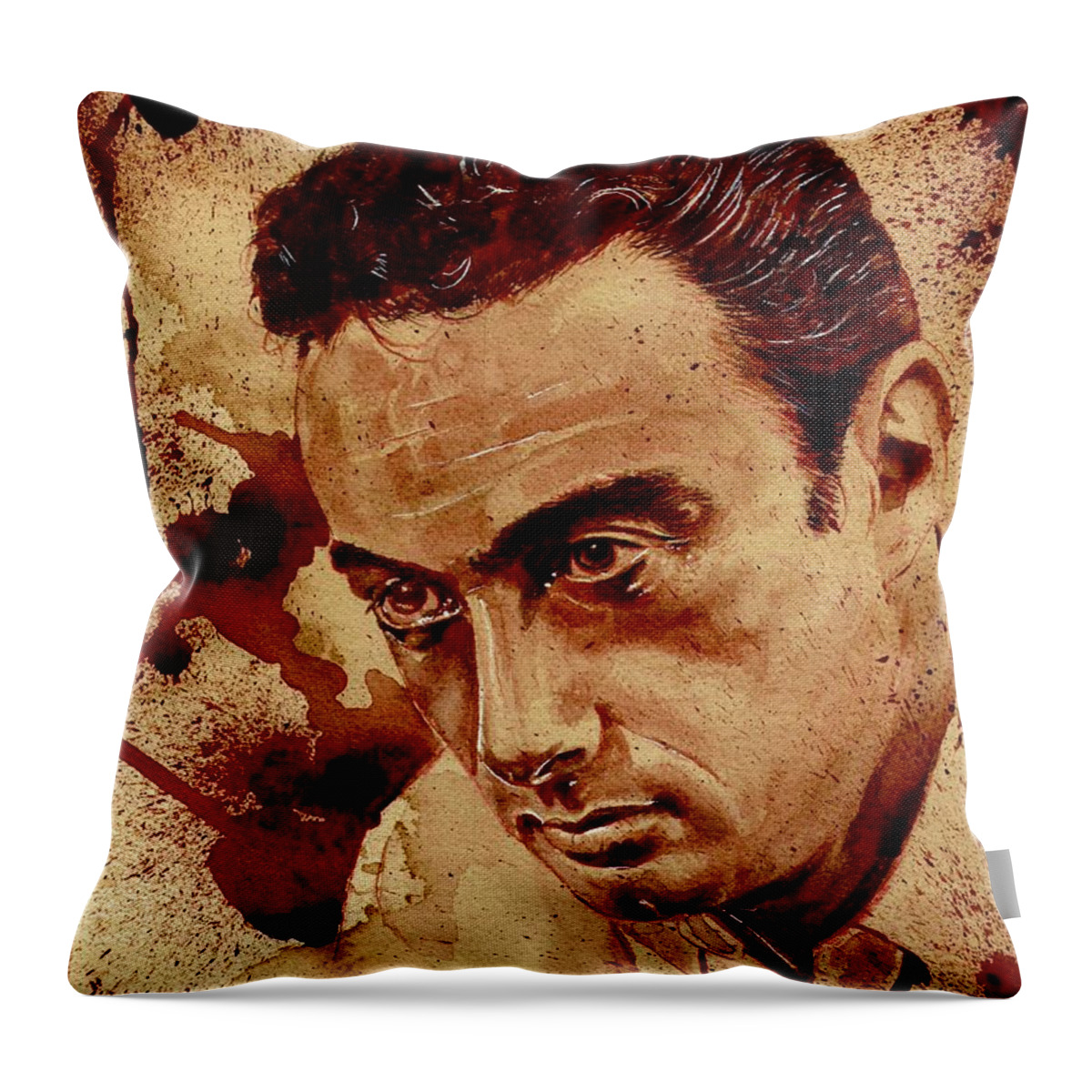 Ryan Almighty Throw Pillow featuring the painting LENNY BRUCE dry blood by Ryan Almighty