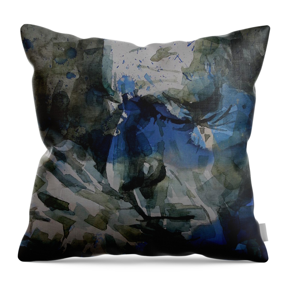 Leonard Cohen Throw Pillow featuring the painting Leonard Cohen - It Goes Like This The Fourth The Fifth by Paul Lovering