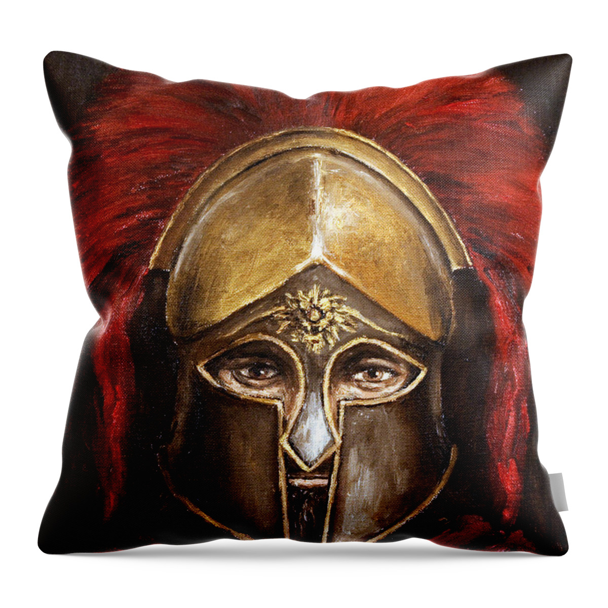 Warrior Throw Pillow featuring the painting Leonidas by Arturas Slapsys