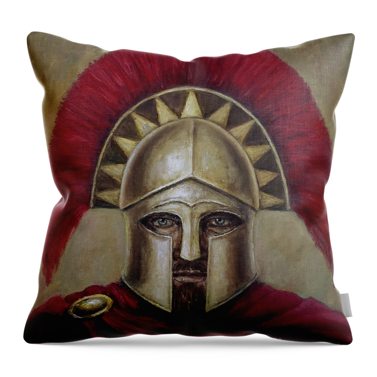 Warrior Throw Pillow featuring the painting Leonidas I by Arturas Slapsys