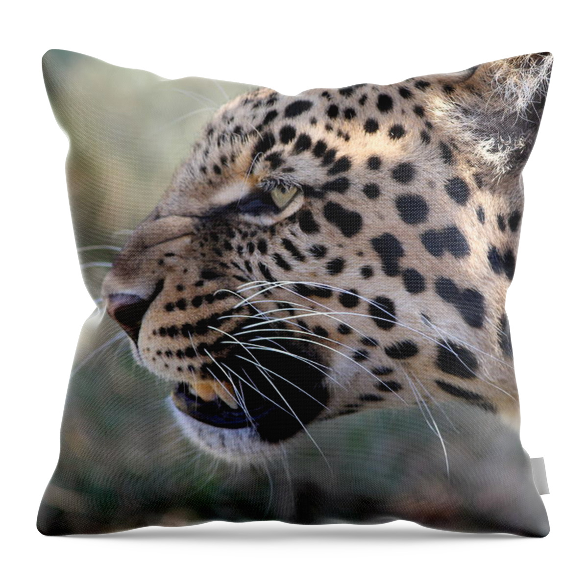 Leopard Throw Pillow featuring the photograph This is your only warning by Samantha Delory