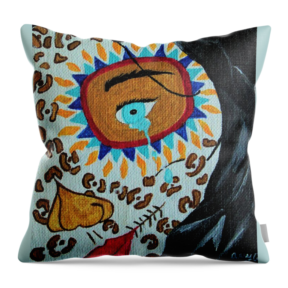 Day Of The Dead Throw Pillow featuring the painting Leopard Tears by Amy Gallagher
