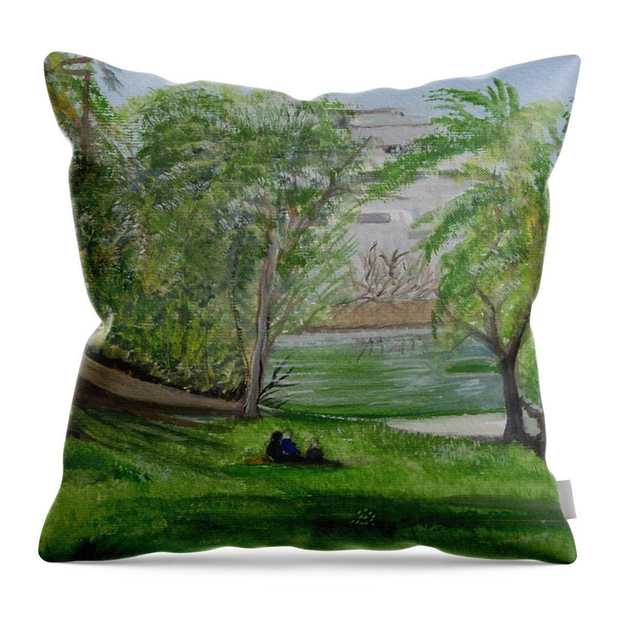 Leopold Park Throw Pillow featuring the painting Leopold Park Brussels by Carole Robins