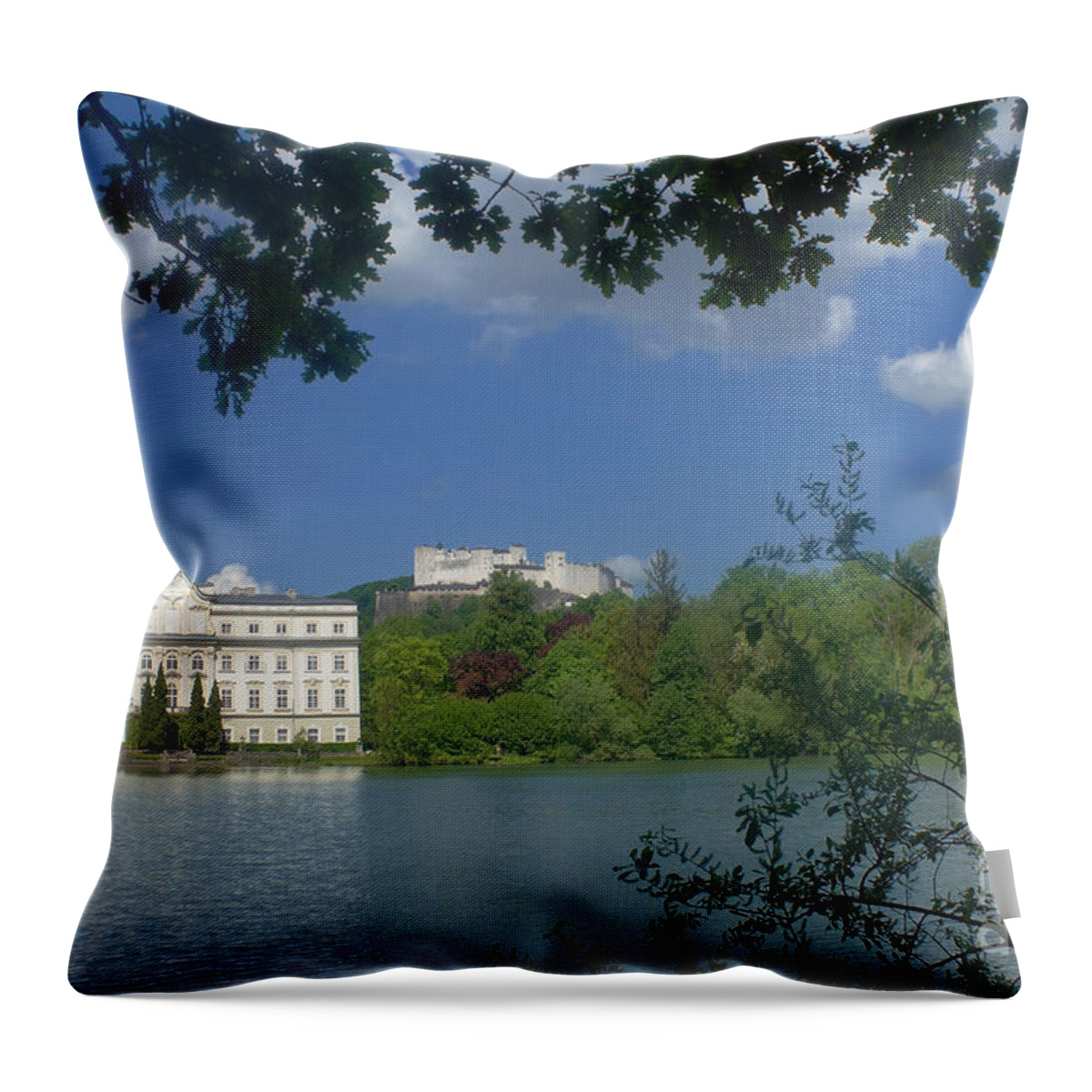 Europe Throw Pillow featuring the photograph Leopoldskron castle and Hohenalzburg fortress by Rudi Prott