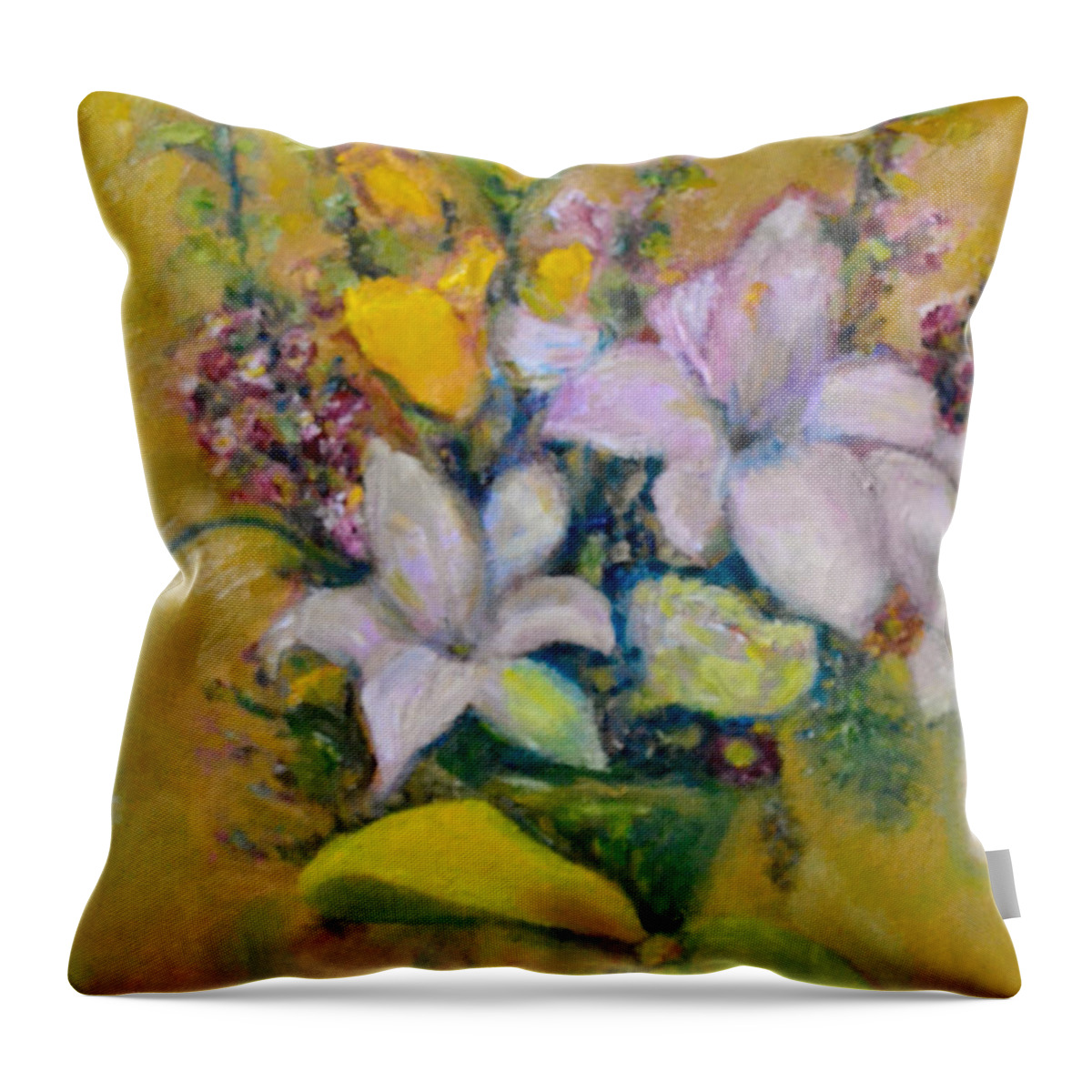 May Throw Pillow featuring the painting Les Fleurs de Mai by Karen Francis