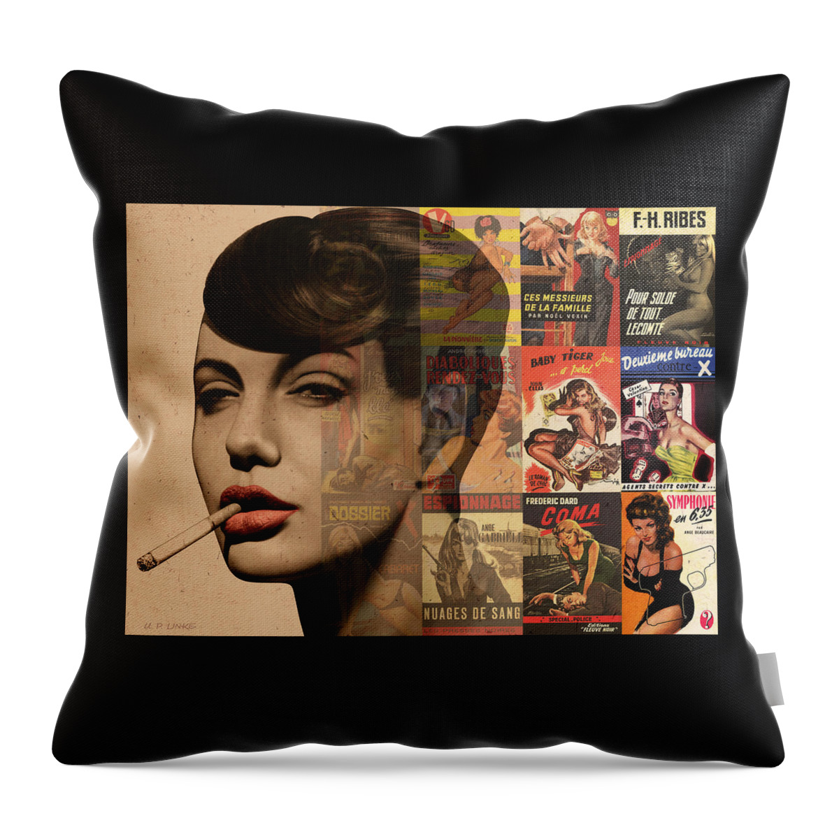 Portrait Throw Pillow featuring the painting Les Pulps Francaises by Udo Linke