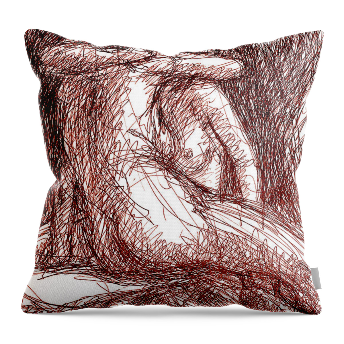 Lesbian Throw Pillow featuring the drawing Lesbian Sketches 1b by Gordon Punt