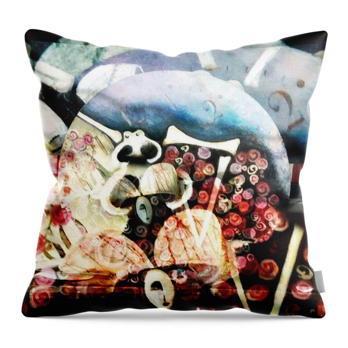Skeleton Throw Pillow featuring the digital art Less Time #2 by Delight Worthyn